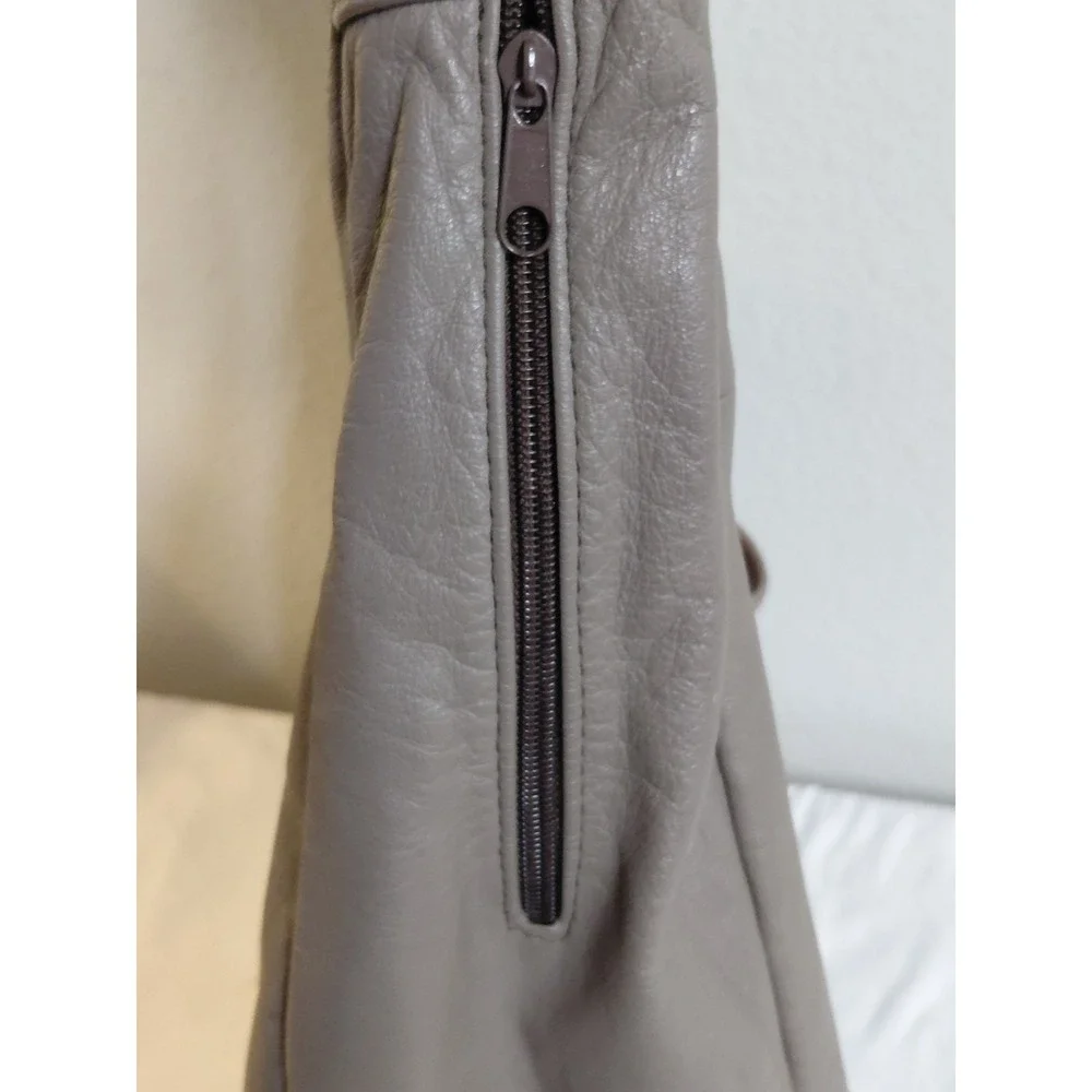 Vintage Genuine Leather Hobo Bag Taupe Gray Slouch Shoulder Purse Made in Mexico